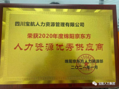 寶航集團榮獲綿陽京東方“人力資源優(yōu)秀供應商