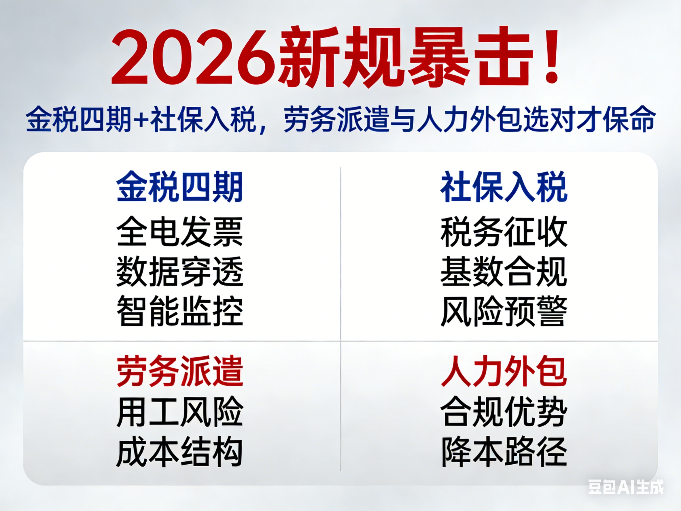 2026新規(guī)暴擊！金稅四期+社保入稅，勞務(wù)派遣與人力外包選對(duì)才保命